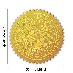 プラスチック製の粘着式金箔エンボスステッカー  メダル装飾ステッカー  ワシ  5x5cm  4pcs /シート&nbsp;DIY-WH0211-374