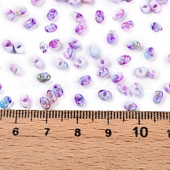 ツートンカラーのベーキングペイントガラスシードビーズ  丸い穴  ピーナッツ  青紫色  4.5x2.5x2.5mm  穴：1mm  約4500個/ポンド&nbsp;SEED-C003-01K