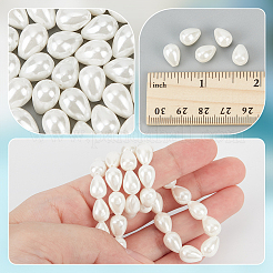 1連売り研磨シェルパールビーズ連売り  ティアドロップ  ホワイト  10.5x7.5mm  穴：0.7mm  約37個/連  15.9インチ（40.5cm）&nbsp;BSHE-NB0001-32