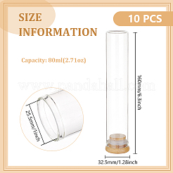 ガラスビーズ収納チューブ10個  ビーズの容器  竹キャップ付き  透明  3.25x16cm  内径：2.55のCM  容量：80ml（2.71fl.oz）&nbsp;AJEW-BC0006-90B