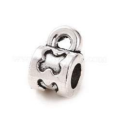 チベットスタイルの合金チューブベイル  ループベイル  ペンダントベイル  コラム  アンティークシルバー  10.5x7x7mm  穴：1.8mm  内径：4mm  471個/ 500g&nbsp;PALLOY-P293-215