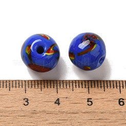 手作りランプワークビーズ連売り  花模様の丸  ミディアムブルー  12mm  穴：1.2~1.6mm  約33個/連  14.96''（38センチメートル）&nbsp;LAMP-G162-08A-06