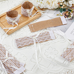 レースナプキンリングバックル  結婚式の宴会パーティーの装飾のための黄麻布のナプキンホルダー装飾品  ダークサーモン  175~185x50x1mm&nbsp;AJEW-WH0258-900