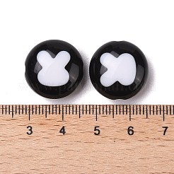 ツートンカラーのアクリルビーズ  兎  ラウンド  ブラック  17.5x10mm  穴：2.5mm  270個/ 500g&nbsp;OACR-U003-16
