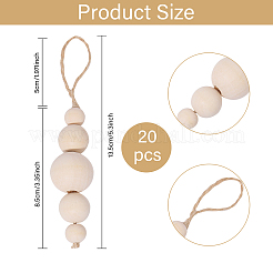 Wood Round Beads Pendant Decoration&nbsp;HJEW-CA00009