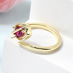 Brass Micro Pave Cubic Zirconia Cuff Open Rings for Women&nbsp;RJEW-L343-01G-04