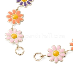 3Pcs 3 Colors Brass Enamel Flower Link Chain Bracelet Making&nbsp;AJEW-JB01439