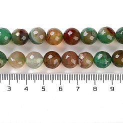天然石瑪瑙ビーズ連売り  染め＆加熱  多面カット  ラウンド  グリーン  10mm  穴：0.8mm  約37個/連  14.96''（38センチメートル）&nbsp;G-M437-B01-01B