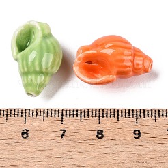 手作りのプリント磁器ビーズ連  巻き貝の形  ミックスカラー  20~21x13~14x11.5~12mm  穴：1.4mm  約18個/連  14.17''（36センチメートル）&nbsp;X-PORC-T133-01M