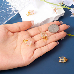 4個 2スタイル 天然ローズクォーツ＆クォーツクリスタル ギフトボックスチャーム  金メッキ真鍮の蝶結び付き  15x11x11mm  穴：4.5x3.5mm  2個/スタイル&nbsp;G-TA0001-98
