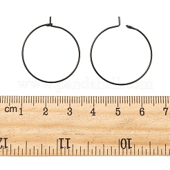 316l サージカルステンレススチール フープピアス金具  ワイングラスチャームのパーツ  ブラック  25x0.7mm  21ゲージ&nbsp;STAS-D164-01B