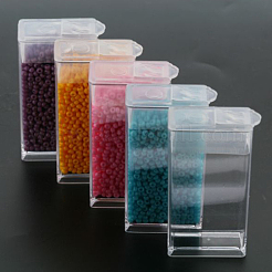 プラスチックビーズ収納ケース  フリップトップビーズ収納  シードビーズ収納ボックス  長方形  透明  5x2.7x1.2cm  穴：0.9x1のCM  容量：10ml（0.34液量オンス）&nbsp;X-CON-R010-03