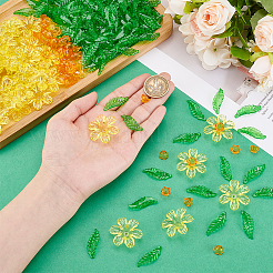 300 個 3 スタイル透明アクリルペンダント  アクリルビーズキャップ  6  - 花びらの花  ミックスカラー  28~31.5x6~29x1.5~9mm  穴：1.2~1.8mm&nbsp;OACR-PH0004-60