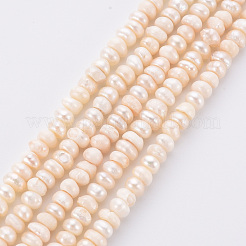 天然養殖淡水パールビーズ連売り  ポテト  アンティークホワイト  4~5x4~5x2~3mm  穴：0.5mm  約135~136個/連  14.17 ~14.37インチ（36~36.5cm）&nbsp;PEAR-N010-005