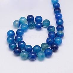 天然石瑪瑙ビーズ連売り  染め  ラウンド  スチールブルー  10mm  穴：1mm  約38個/連  15.75インチ&nbsp;X-G-G583-10mm-05