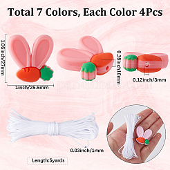 28Pcs Rabbit Ears with Carrot Food Grade Eco-Friendly Silicone Focal Beads with 5Yards Nylon Thread&nbsp;SIL-SC0002-46