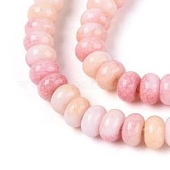 グラデーション染めガラスビーズ連売り  イミテーション翡翠  ロンデル  ライトコーラル  4~4.5x2.5mm  穴：0.6~0.7mm  約142~152個/連  14.57~15.55''（37~39.5センチメートル）&nbsp;GLAA-T030-07A-03