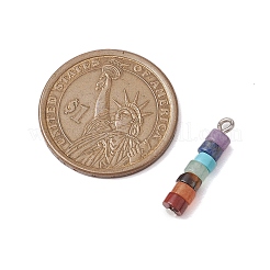 7 Chakra Mixed Gemstone Disc Beaded Pendants&nbsp;PALLOY-JF02743-01