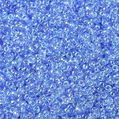 MIYUKIラウンドロカイユビーズ  日本製シードビーズ  11/0  (rr299) ペールサファイア ab  11/0  2x1.3mm  穴：0.8mm  約1111個/10g&nbsp;X-SEED-G007-RR0299