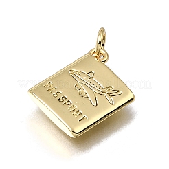 真鍮製チャーム  パスポートチャーム  鉛フリー＆カドミウムフリー  18KGP本金メッキ  15x11.5x2mm  穴：3mm&nbsp;KK-C262-34G