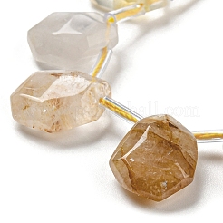 Natural Yellow Hematoid Quartz/Golden Healer Quartz Beads Strands&nbsp;G-Z040-A05-01