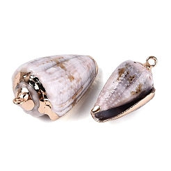 Electroplate Natural Spiral Shell Pendants&nbsp;SSHEL-Q100-34KCG