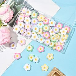 70色のプルメリアの花の不透明樹脂カボション7個  ミックスカラー  20~21x20~21x4.5~5mm  10個/カラー&nbsp;CRES-FS0001-32