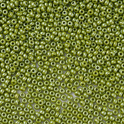 11/0 チェコ不透明ガラスシードビーズ  光沢のある  ラウンド  オリーブドラブ  2.2x1.5mm  穴：0.7mm  約500 G /袋&nbsp;SEED-N004-003B-07