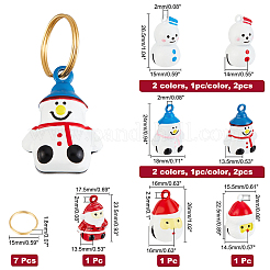 7Pcs 7 Style Christmas Theme Baking Paint Brass Bell Pendants&nbsp;KKB-CA0001-01