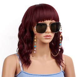 チャクラジュエリー  眼鏡チェーン  眼鏡用ネックストラップ  アクリルラウンドビーズと  304ステンレススチール製ロブスタークロウ留め金  合金ビーズ  アルミアズキチェーンとラバーループエンド  カラフル  ゴールドカラー  27.76インチ（70.5cm）&nbsp;AJEW-EH00302