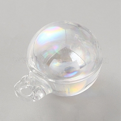 高ホウケイ酸ガラスボトルペンダント  ラウンド  ミニウィッシングボトル  透明  27.5x20mm  穴：2.5mm&nbsp;GLAA-WH0010-02E