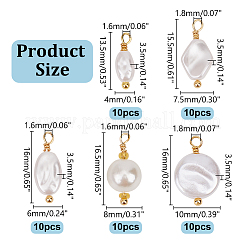 50Pcs 5 Styles ABS Plastic Imitation Pearl Pendants&nbsp;KK-HY0004-31