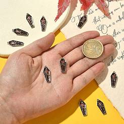 合金エナメルチャーム  スケルトンチャーム付き棺  プラチナ  21.3x8.3x1.7mm  穴：1.4mm  10個/セット&nbsp;ENAM-CJC0021-01