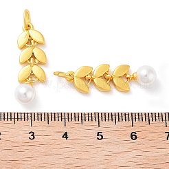 合金 ABS ビーズペンダント  丸カン付き  葉  マットゴールドカラー  28x8.5x6mm  穴：4mm&nbsp;PALLOY-A008-06MG