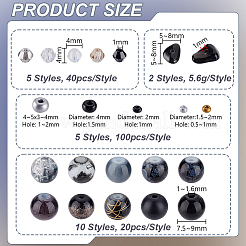 オーストリアのクリスタルバイコーンガラスとミックスガラスビーズの模造品キット  ブラック  4~8.5x4~8.5mm  穴：1~1.6mm&nbsp;GLAA-GA0002-32