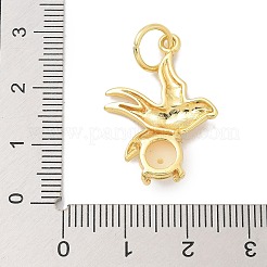 ラックメッキ真鍮チャーム  ABSの模造パールと  長持ちメッキ  鉛フリー＆カドミウムフリー  18KGP本金メッキ  鳥  26.5x19.5x5.5mm  穴：6mm&nbsp;KK-K293-21A-G