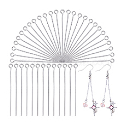 1000Pcs 304 Stainless Steel Eye Pins&nbsp;STAS-PH0007-07-1