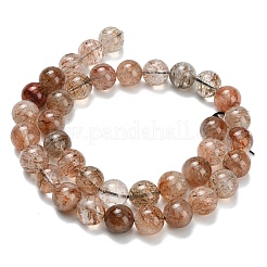 Natural Black Gold Rutilated Quartz Beads Strands&nbsp;G-L642-B09-10mm