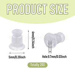 シリコン製耳あて20g  ピアスバックキャッチ  透明  6x5mm  穴：0.7mm&nbsp;KY-TADJ0001-12