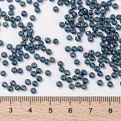 MIYUKIラウンドロカイユビーズ  日本製シードビーズ  （rr2256)ファンシーライニングティールDKブルー  8/0  3mm  穴：1mm  約422~455PCS /ボトル  10 G /ボトル&nbsp;SEED-JP0009-RR2256