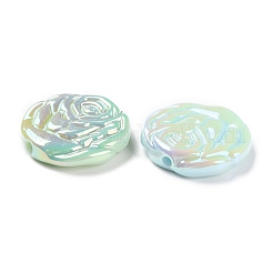 UVメッキアクリルビーズ  虹色の  花  薄緑  23.5x23x5.5mm  穴：2mm&nbsp;SACR-C003-02D