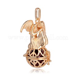 Golden Plated Brass Hollow Round Cage Pendants&nbsp;KK-J249-08G