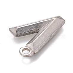 変色しにくい304ステンレススチールペンダント  アルファベット  文字.v  16x11x2mm  穴：2mm&nbsp;STAS-H119-01P-V