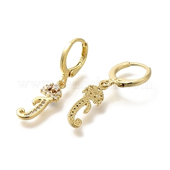 Brass Clear Cubic Zirconia Hoop Earrings&nbsp;EJEW-M045-01J