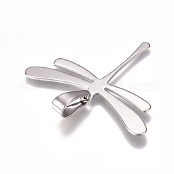 変色しにくい304ステンレススチールペンダント  トンボ  ステンレス鋼色  32x45x1mm  穴：10x4.5mm&nbsp;STAS-I135-20P