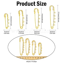 8個 8スタイル 鉄製ラインストーン安全ピン  ブローチ探し  プラチナ·ゴールデン  51~77.5x16.5~20.5x7.5~8mm  穴：2.5mm  1個/スタイル&nbsp;FIND-CJ0004-92