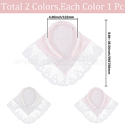 2Pcs 2 Colors Pastoral Style Polyester Lace Cloth Hair Bands&nbsp;OHAR-CY0001-14