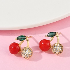 Brass Micro Pave Cubic Zirconia Stud Earrings&nbsp;EJEW-F895-27A-01G