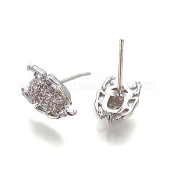 Brass Cubic Zirconia Stud Earrings Finding&nbsp;X-ZIRC-O028-01P