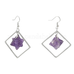 Rhombus Brass Dangle Earrings&nbsp;EJEW-D360-01P-01
